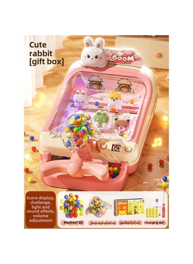 2025 Electric Pinball Machine Shooting Game Machine Beads Puzzle Concentration Parent-child-Specification:[exquisite Gift Box] Pink Rabbit Pinball Machine 30 Beads - Rechargeable Version - Image 1