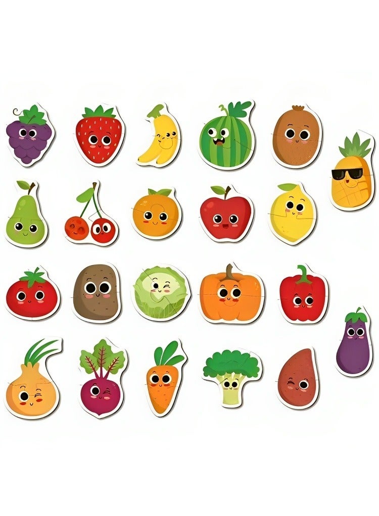 Puzzles Montessori Puzzle Set, Matching Puzzle Cards, 3D Wooden Puzzle, Fruit Vegetable Pattern Educational Learning Jigsaw Toys, Early Learning Game for Toddlers - Image 2