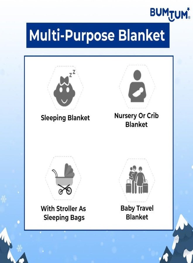 Bumtum Super Soft New Born Baby Double Layer AC Blanket | Wrapper Sheet for Baby Boys & Baby Girls | Lightweight | Super Comfortable (130cm x 105cm, Navy) - Image 3