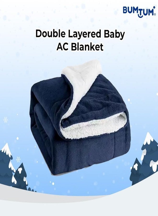 Bumtum Super Soft New Born Baby Double Layer AC Blanket | Wrapper Sheet for Baby Boys & Baby Girls | Lightweight | Super Comfortable (130cm x 105cm, Navy) - Image 2
