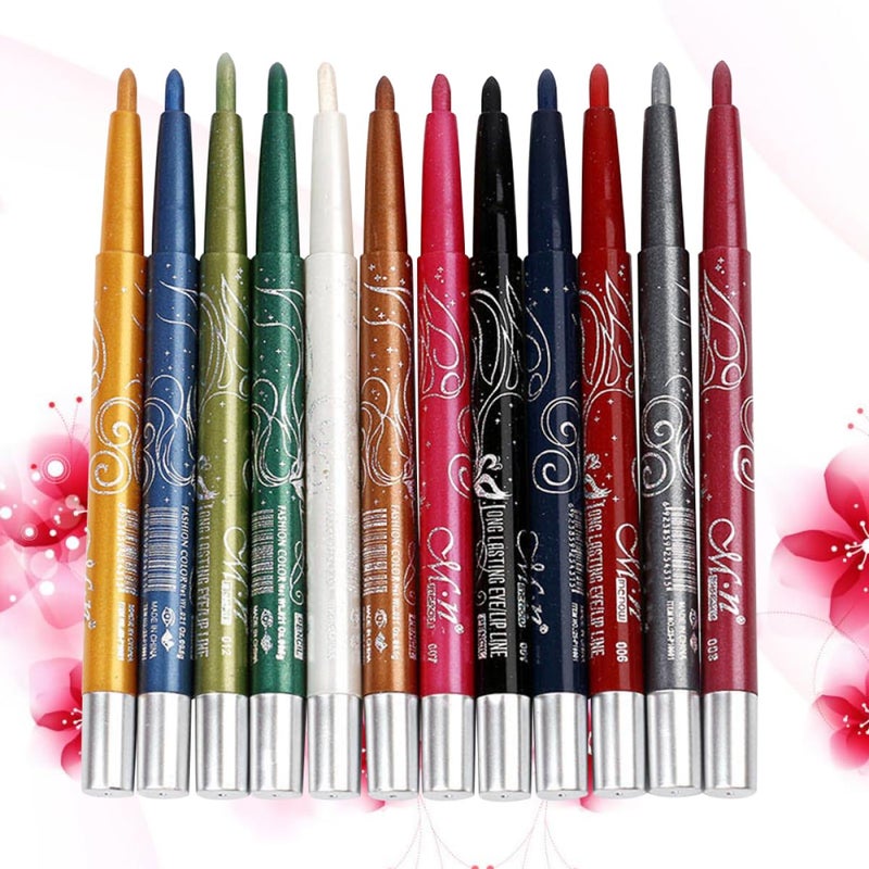 Outanaya 12pcs Color Automatic Eyeshadow Pen Rotating Makeup Crayon for Dazzling Eye Looks Smooth Texture Easy Application for All Skin Types - Image 3