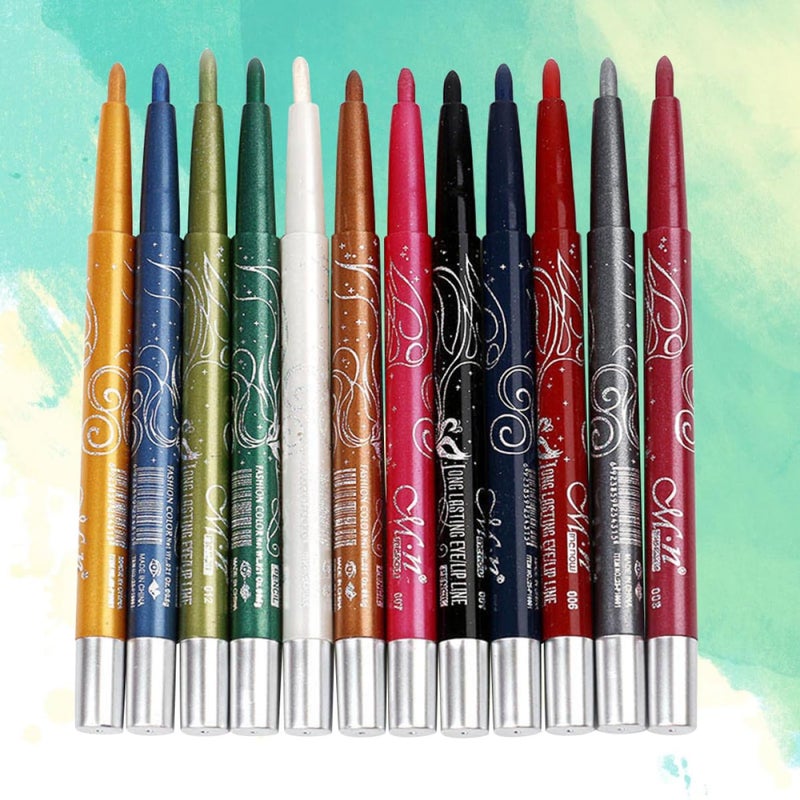 Outanaya 12pcs Color Automatic Eyeshadow Pen Rotating Makeup Crayon for Dazzling Eye Looks Smooth Texture Easy Application for All Skin Types - Image 5