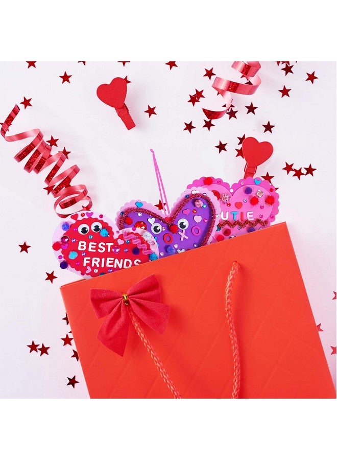 Winlyn 24 Sets Valentine's Day Heart Ornaments Decorations DIY Foam Craft Kits Assorted Shapes Stickers Pom-poms Googly Eyes for Kids Classroom Art Activity Gift Exchange - Image 4