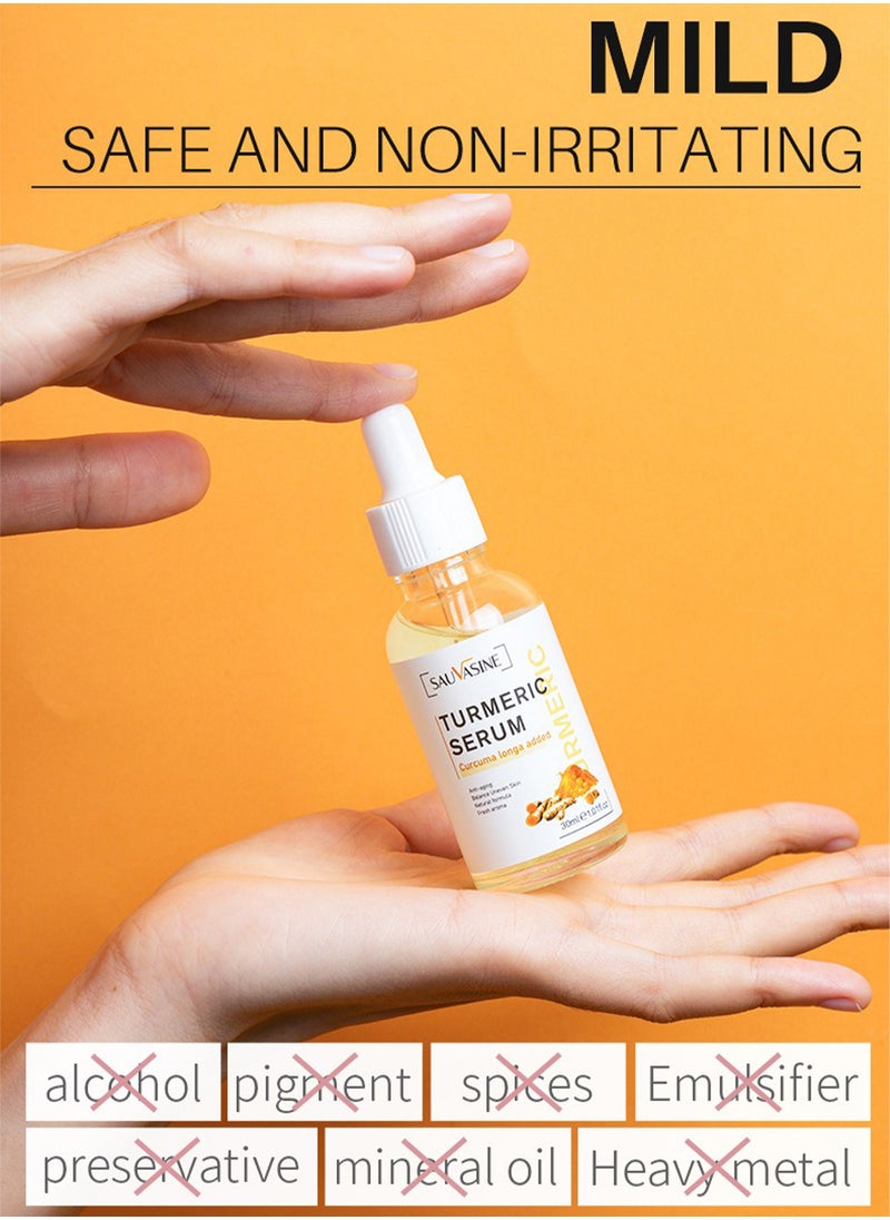 SAUVASINE Turmeric Serum, Anti-Aging Anti Wrinkles Brightening Rejuvenating Dark Spot Corrector Serum, Hydrating Moisturizing Facial Repair Serum, Evens Tone, Clears Acne, Minimizes Pores 30ml  - Image 5