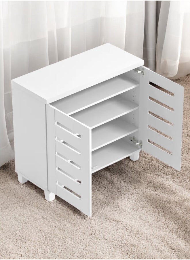 woodx White Shoe Storage Cabinet with Double Doors  - Image 2