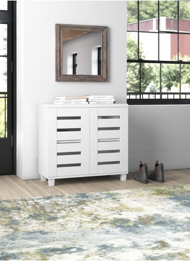 woodx White Shoe Storage Cabinet with Double Doors  - Image 1