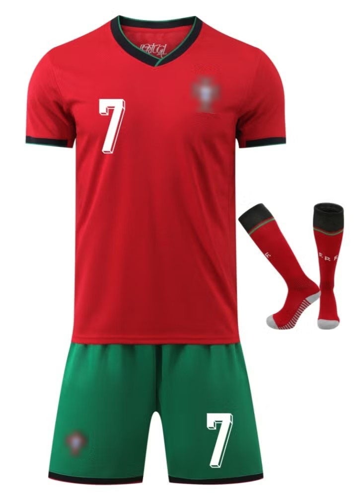 Adults Football Jersey Set, Ronaldo Jersey 7 With Socks Football Uniform Set – Portugal 7 Jersey Football Shirt, Adults Soccer Shirt Sportswear Set, Ideal For Fans and Players, Size Parameters For Men Women Youth - Image 2
