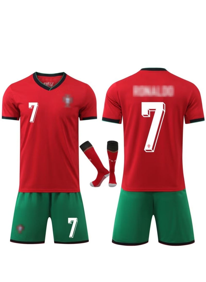 Adults Football Jersey Set, Ronaldo Jersey 7 With Socks Football Uniform Set – Portugal 7 Jersey Football Shirt, Adults Soccer Shirt Sportswear Set, Ideal For Fans and Players, Size Parameters For Men Women Youth - Image 3