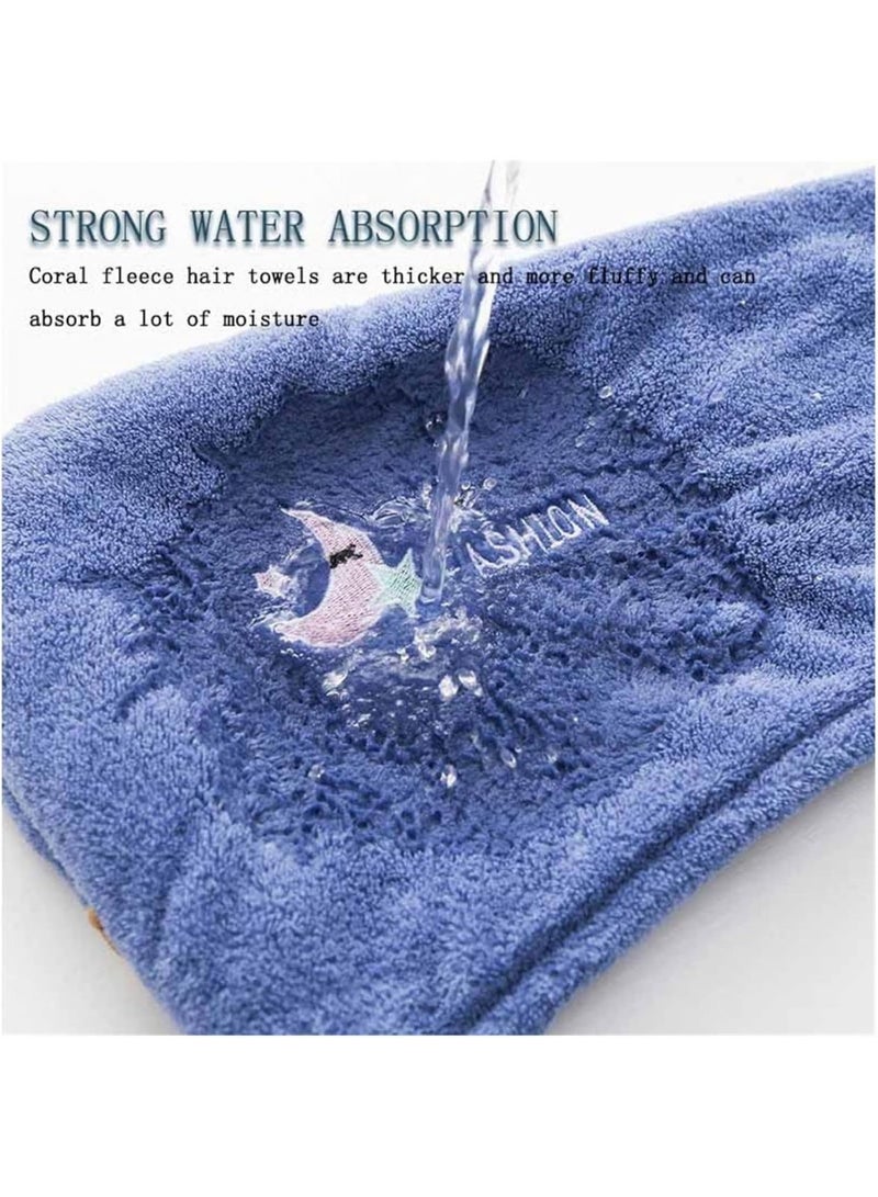 Bluejw 5 Pcs Microfiber Hair Towel Wrap for Women, Super Absorbent Quick Dry Hair Turban for All Hair Style Anti Frizz, Large Hair Drying Towel with Button - Image 3