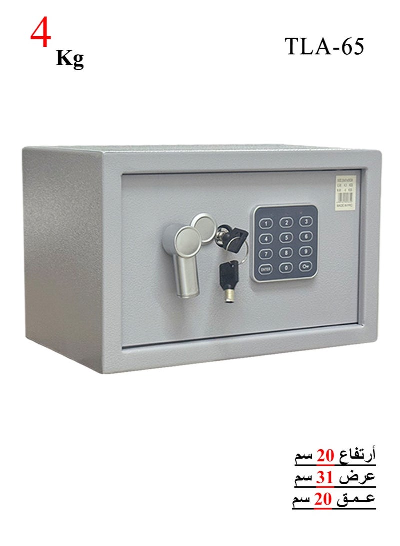 تجوري خزنة فندقية أمنية - مقاومة للحرائق نوع القفل ( لوحة أرقام دجتال + مفتاح ) مقاس 20*31*20 سم وزن 4 كيلو - Image 1