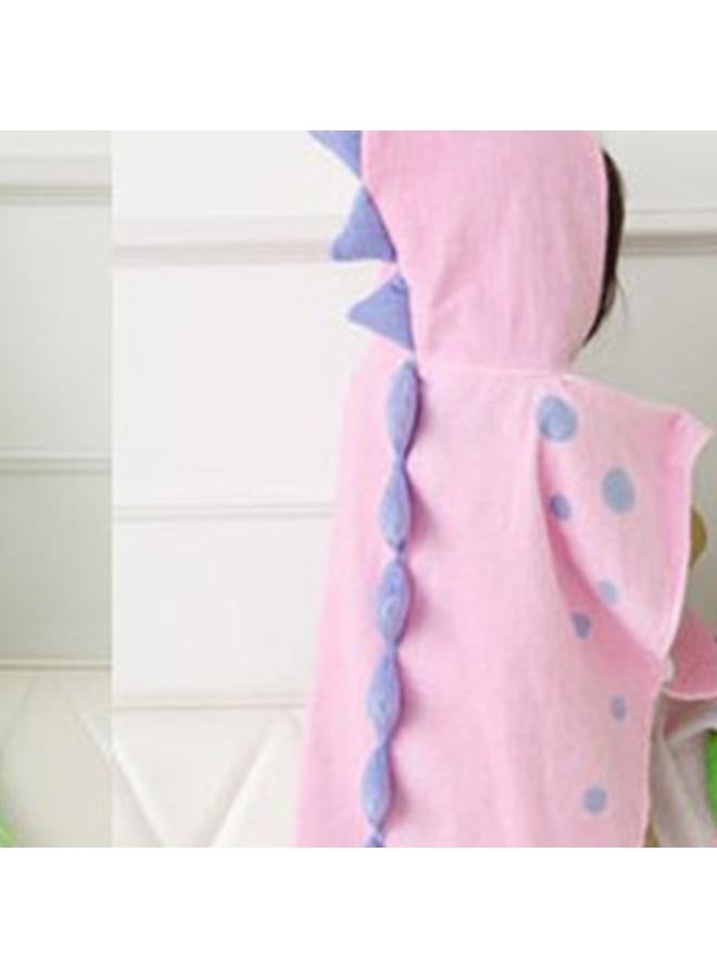 Kids Bath Towel Dinosaur Pattern Soft Cotton Hooded Baby Toddler Warm Absorbent Bath Towel Cape Pink 60x120 - Image 4