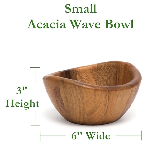 Lipper International Acacia Wave Serving Bowl for Fruits or Salads, Small, 6" Diameter x 3" Height, Set of 4 Bowls - Image 3