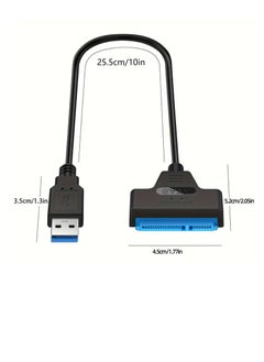 PAMEER SATA to USB 3.0 adapter cable suitable for 2.5-inch hard drives/solid state drives, USB to SATA III hard drive adapter converter, (black) suitable for 2.5-inch HDD SSD hard drives (compatible with UASP), Male to Male Flat Data Transfer Cord, with DC Power Supply for Laptop/Desktop SSD/HDD  - Image 2