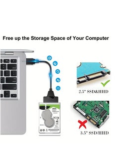PAMEER SATA to USB 3.0 adapter cable suitable for 2.5-inch hard drives/solid state drives, USB to SATA III hard drive adapter converter, (black) suitable for 2.5-inch HDD SSD hard drives (compatible with UASP), Male to Male Flat Data Transfer Cord, with DC Power Supply for Laptop/Desktop SSD/HDD  - Image 5