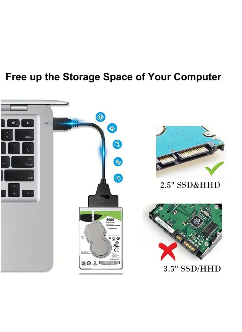 بامير كابل محول SATA إلى USB 3.0 مناسب لمحركات الأقراص الصلبة/محركات الأقراص الصلبة مقاس 2.5 بوصة، ومحول محول محرك الأقراص الصلبة USB إلى SATA III، (أسود) مناسب لمحركات الأقراص الصلبة HDD SSD مقاس 2.5 بوصة (متوافقة مع UASP)، بيانات مسطحة من ذكر إلى ذكر سلك نقل، مع مصدر طاقة تيار مستمر لأجهزة الكمبيوتر المحمول/سطح المكتب SSD/HDD  - Image 5