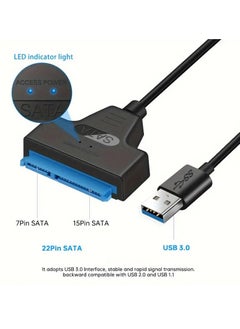 SATA to USB 3.0 adapter cable suitable for 2.5-inch hard drives/solid state drives, USB to SATA III hard drive adapter converter, (black) suitable for 2.5-inch HDD SSD hard drives (compatible with UASP), Male to Male Flat Data Transfer Cord, with DC Power Supply for Laptop/Desktop SSD/HDD - pzsku/ZA99C2536F87E84A96EF0Z/45/_/1738441403/04f97f40-bbb9-4ecb-bc08-decdbad59cea