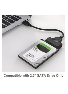 SATA to USB 3.0 adapter cable suitable for 2.5-inch hard drives/solid state drives, USB to SATA III hard drive adapter converter, (black) suitable for 2.5-inch HDD SSD hard drives (compatible with UASP), Male to Male Flat Data Transfer Cord, with DC Power Supply for Laptop/Desktop SSD/HDD - pzsku/ZA99C2536F87E84A96EF0Z/45/_/1738441414/67584c84-a603-49ec-a020-57e7145c4fb6