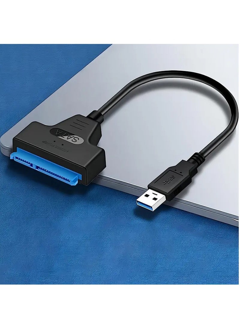 بامير كابل محول SATA إلى USB 3.0 مناسب لمحركات الأقراص الصلبة/محركات الأقراص الصلبة مقاس 2.5 بوصة، ومحول محول محرك الأقراص الصلبة USB إلى SATA III، (أسود) مناسب لمحركات الأقراص الصلبة HDD SSD مقاس 2.5 بوصة (متوافقة مع UASP)، بيانات مسطحة من ذكر إلى ذكر سلك نقل، مع مصدر طاقة تيار مستمر لأجهزة الكمبيوتر المحمول/سطح المكتب SSD/HDD  - Image 1