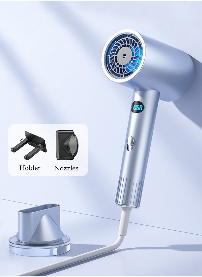 DUNISO Ionic Hair Dryer with LED Display, 3 speeds Fast Drying Low Noise Blow Dryer with 1 Concentrator Nozzle 1 Hair dryer holder for Home Salon Travel  - Image 1