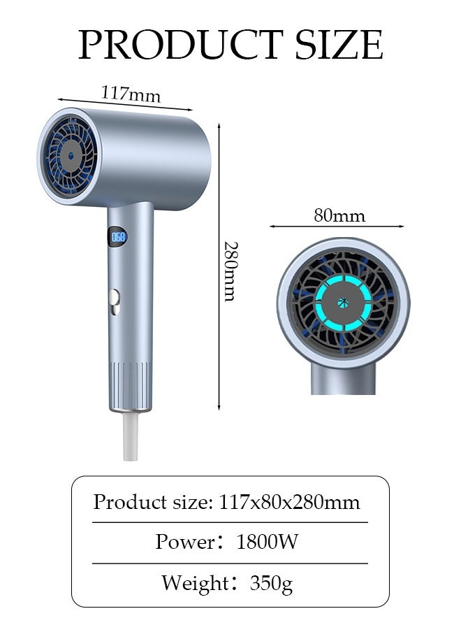 DUNISO Ionic Hair Dryer with LED Display, 3 speeds Fast Drying Low Noise Blow Dryer with 1 Concentrator Nozzle 1 Hair dryer holder for Home Salon Travel  - Image 2