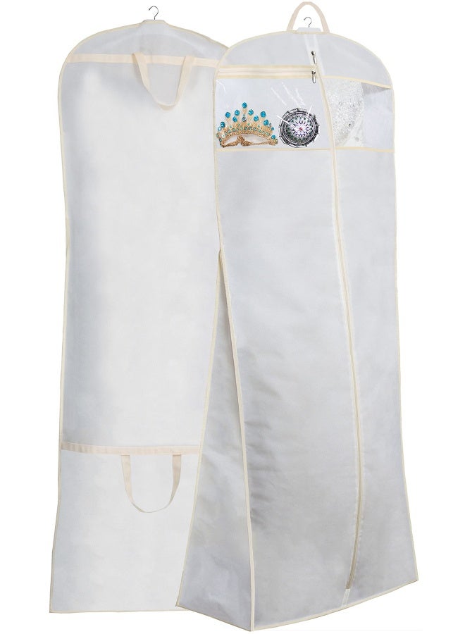 MISSLO 70 Bridal Wedding Gown Dress Garment Bag With Accessories Pouch Large Travel Garment Cover 8 Gusset White - Image 1