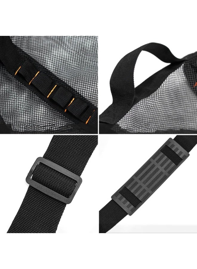 SWIUKPHE Foldable Mesh Dive Duffle Bag, Cylindrical Gear Large Mesh for Diving, Snorkeling, Swimming, Heavy Duty Net Ball Holdall Fitness with Straps Workout Gym Training Net - Image 4