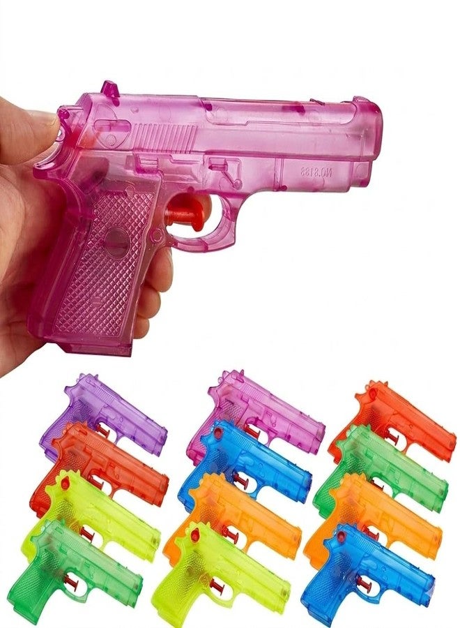 Playbees مسدسات مائية - 6 بوصات - ألوان متنوعة - ألعاب رش الماء الصيفية لحمامات السباحة والشواطئ، لعبة قتال مائي، ألعاب حفلات الشاطئ للأولاد والبنات والكبار - عبوة من 12 قطعة - Image 1