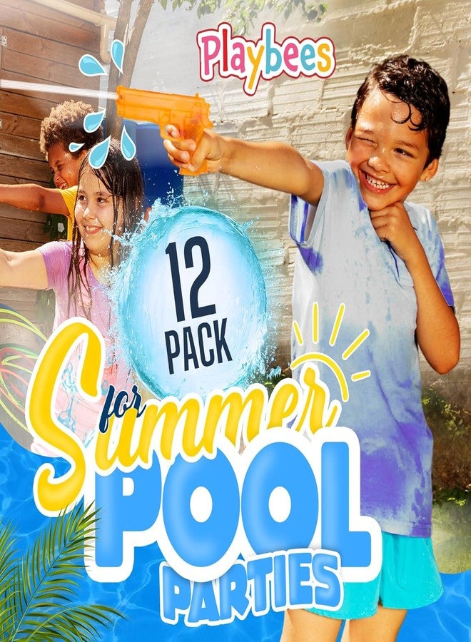 Playbees مسدسات مائية - 6 بوصات - ألوان متنوعة - ألعاب رش الماء الصيفية لحمامات السباحة والشواطئ، لعبة قتال مائي، ألعاب حفلات الشاطئ للأولاد والبنات والكبار - عبوة من 12 قطعة - Image 3