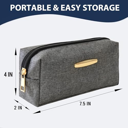 AQBAH Polyester Accessories Pouch For Stationary & Cosmetics, High Capacity Pencil Bag, Large Pencil Case, Pen & Pencil Case For School, College And Office (Light Grey) - Image 2