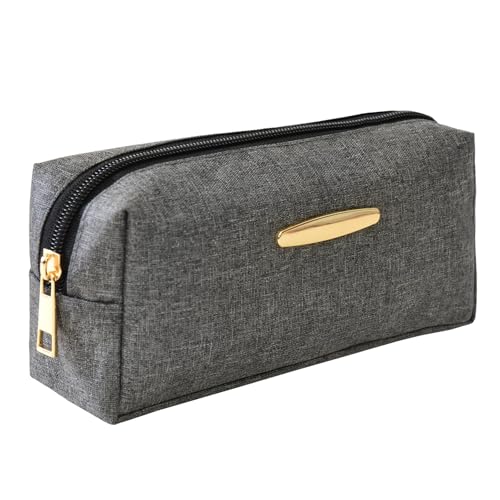 AQBAH Polyester Accessories Pouch For Stationary & Cosmetics, High Capacity Pencil Bag, Large Pencil Case, Pen & Pencil Case For School, College And Office (Light Grey) - Image 1