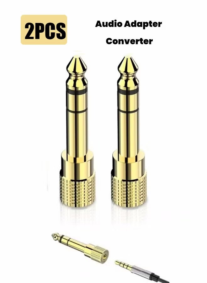 المنسوجات عبوة من 2 محول صوت ستيريو، محول مقبس صوت ستيريو من 6.35 مم (1/4 بوصة) ذكر إلى 3.5 مم (1/8 بوصة) أنثى لكابل Aux ومكبر صوت الجيتار وسماعات الرأس - Image 1