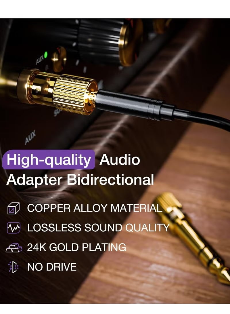 المنسوجات عبوة من 2 محول صوت ستيريو، محول مقبس صوت ستيريو من 6.35 مم (1/4 بوصة) ذكر إلى 3.5 مم (1/8 بوصة) أنثى لكابل Aux ومكبر صوت الجيتار وسماعات الرأس - Image 5