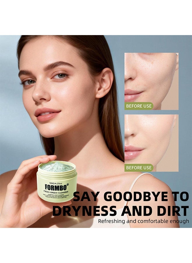 FORMBO Fresh Green Cleanser, Hydrating Deep Cleansing Cream with Natural Ingredients for Smooth & Glossy Skin 120G - Image 3