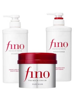 Fino Vino Premium Touch Hair Care Set - Shampoo (550ml), Conditioner (550ml), Mask (230g), - For Repairing Dry & Damaged Hair 