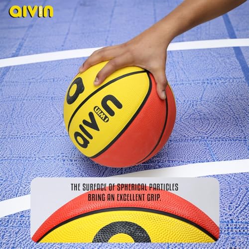 Aivin Onset Basketball, Rubberized Moulded Basketball Game, for Match, Training, Outdoor Ball, Durable for Practice, Waterproof and Suitable for All Surface,8 Panel, Material-Rubber(Yellow/Red) Size-7 - Image 5