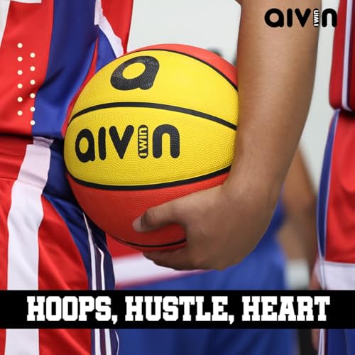 Aivin Onset Basketball, Rubberized Moulded Basketball Game, for Match, Training, Outdoor Ball, Durable for Practice, Waterproof and Suitable for All Surface,8 Panel, Material-Rubber(Yellow/Red) Size-7 - Image 4