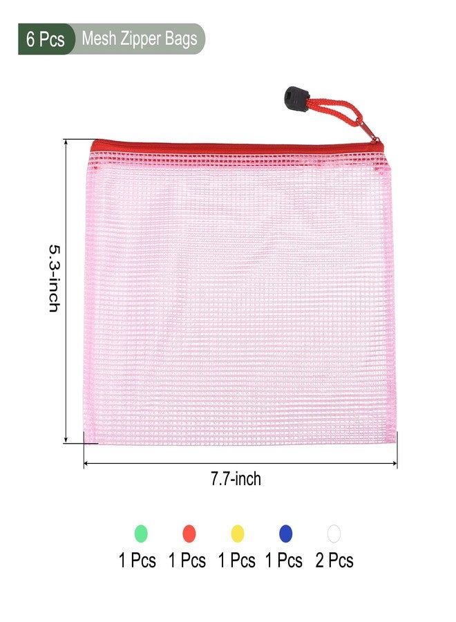 YOKIVE 6 Pack Mesh Zipper Bags, B6 Mesh File Pockets | Plastic Document Pouch, Great for Office Appliances Travel Storage(Multicolor) - Image 2