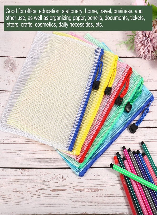 YOKIVE 6 Pack Mesh Zipper Bags, B6 Mesh File Pockets | Plastic Document Pouch, Great for Office Appliances Travel Storage(Multicolor) - Image 5