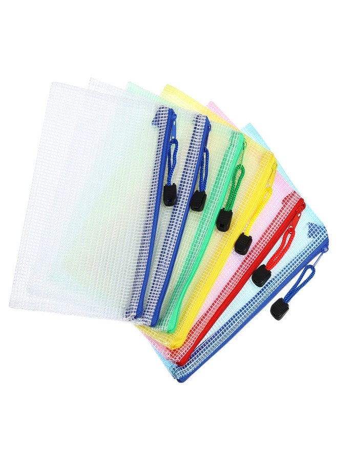 YOKIVE 6 Pack Mesh Zipper Bags, B6 Mesh File Pockets | Plastic Document Pouch, Great for Office Appliances Travel Storage(Multicolor) - Image 1