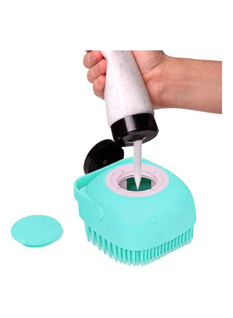 فرشاة استحمام للعناية بالحيوانات الأليفة مع حاوية شامبو للكلاب والقطط والاستحمام والعناية بالحيوانات الأليفة وفرشاة تدليك من السيليكون المطاطي الناعم ومشط وأداة استحمام - Image 3
