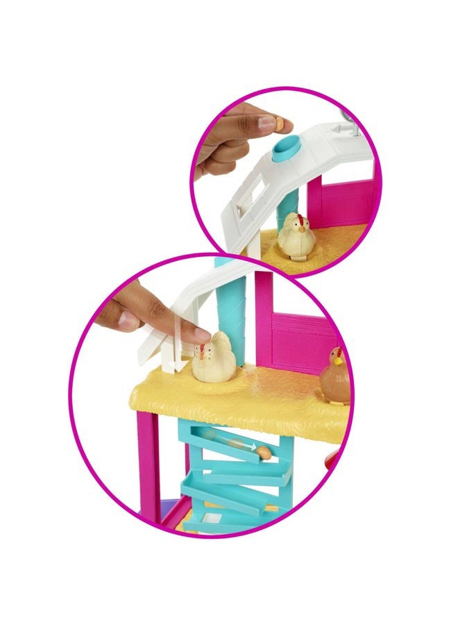 Barbie Hatch & Gather Egg Farm, Doll, Petite Brunette, Chicken Stand, Dough, Mold, Animals & More, Great Gift for Ages 4 Years Old & Up - Image 5