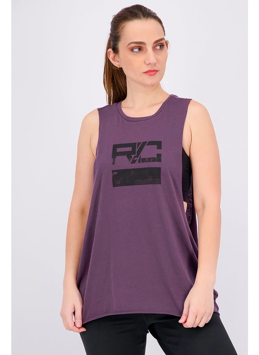 Reebok Women Combat Wordmark Tank, Dark Purple  - Image 1
