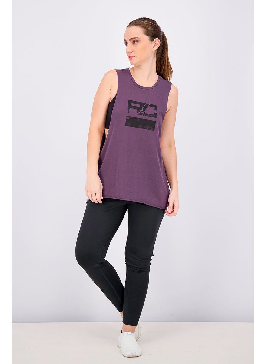 Reebok Women Combat Wordmark Tank, Dark Purple  - Image 3