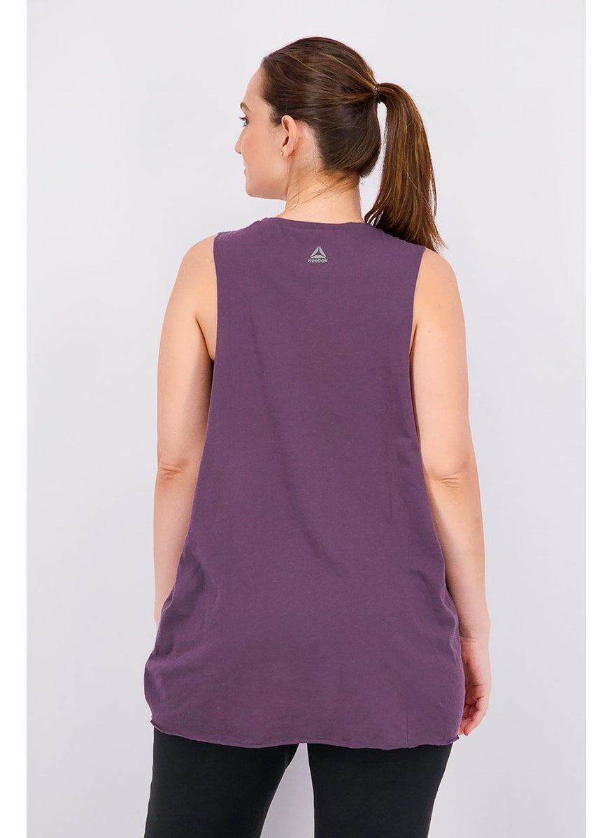 Reebok Women Combat Wordmark Tank, Dark Purple  - Image 2