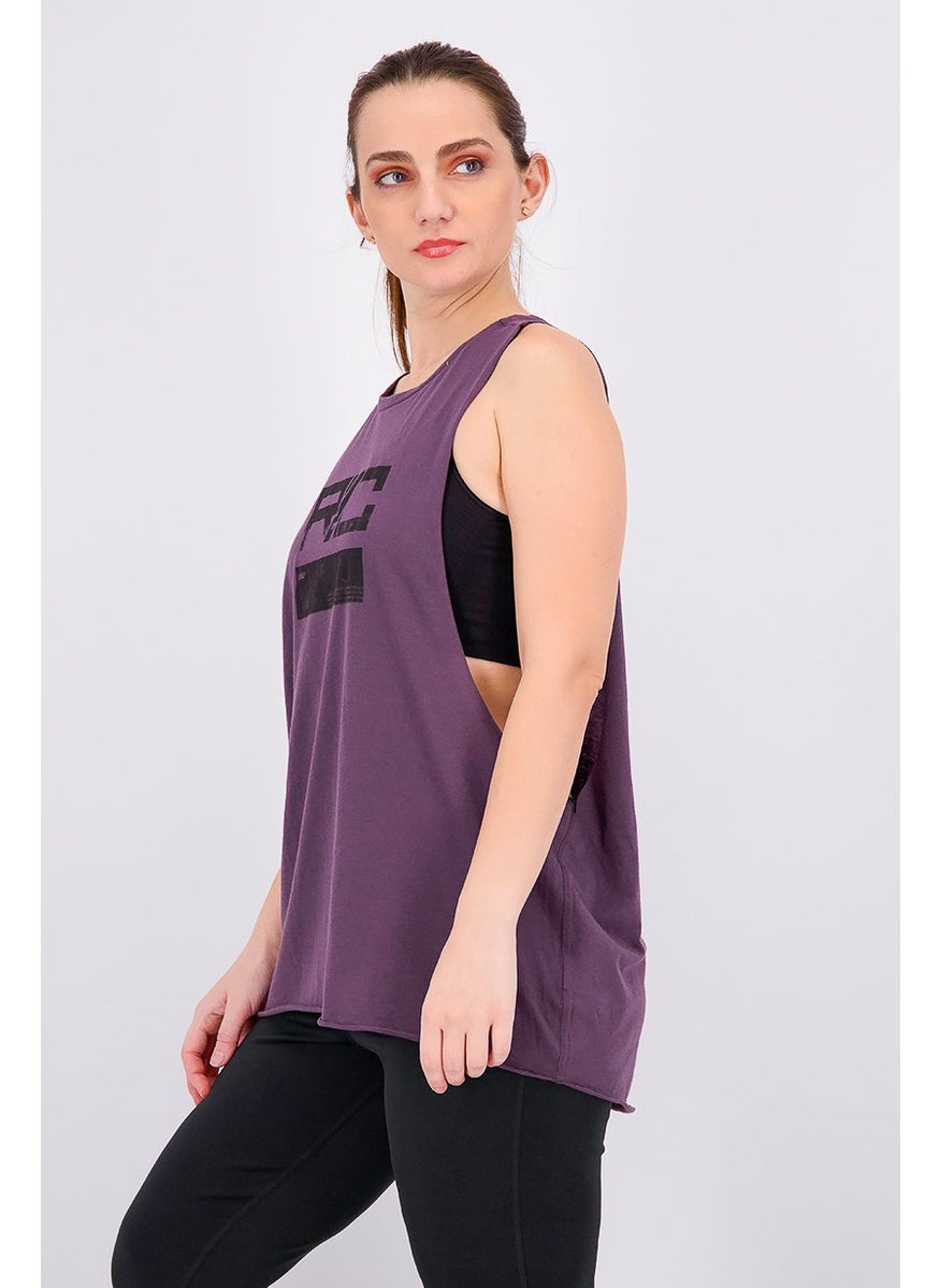 Reebok Women Combat Wordmark Tank, Dark Purple  - Image 4