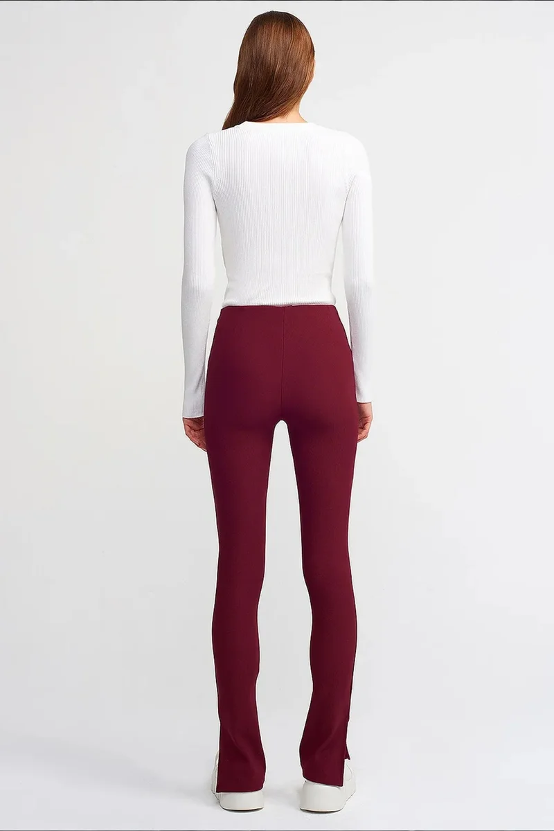 Dilvin Burgundy Red DILVIN High-waist Flare Leggings With Slit for Women | Best Price UAE