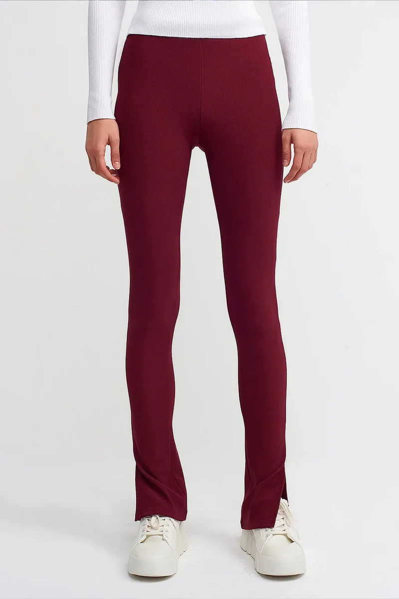 Dilvin Burgundy Red DILVIN High-waist Flare Leggings With Slit for Women | Best Price UAE
