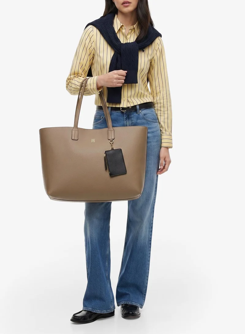 Tommy Hilfiger KHAKI The American Icon Pebble Grain Tote Bag for Women | Best Price UAE