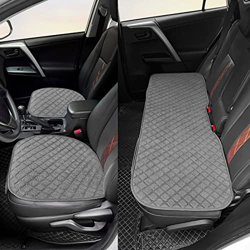 surpassme أغطية مقاعد السيارة من سورباسمي - أغطية مقاعد عالمية لملحقات السيارة مع جيوب تخزين، أغطية مقاعد أمامية وخلفية للسيارات، SUV، شاحنة، وفان (رمادي) - Image 5