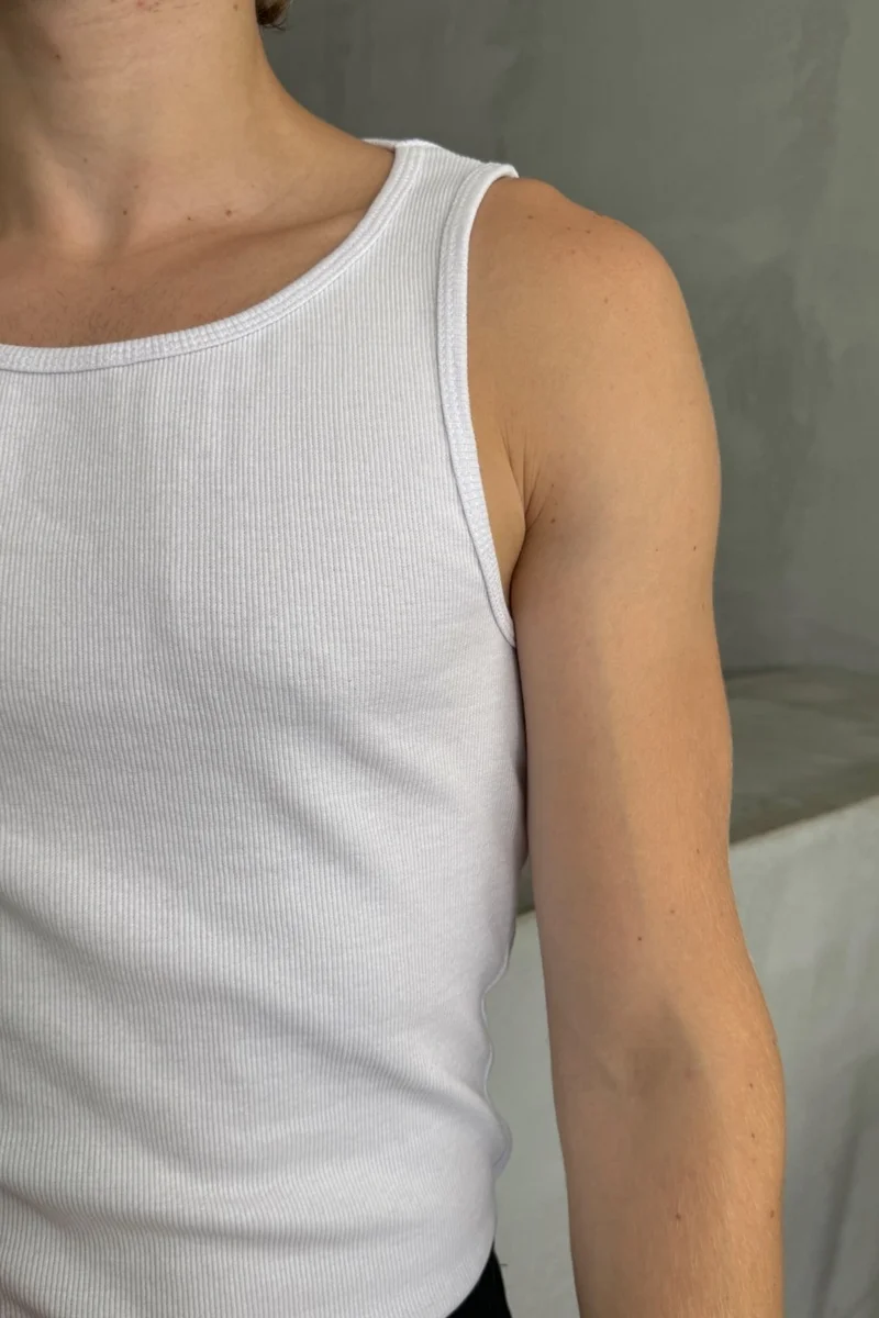 HYMAN Men's Ribbed Camisole Halter Neck Crop Tank Top